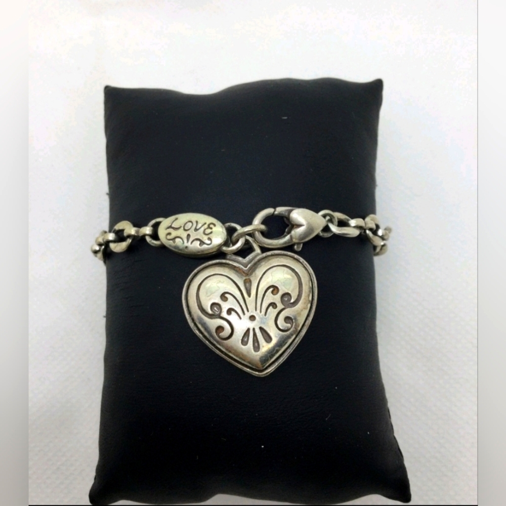 Brighton Engrave Heart Charm Bracelet 7"